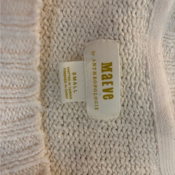 Maeve Anthropologie Cream Cropped Knit Sweater Size Small Cozy Boho - Picture 9 of 9